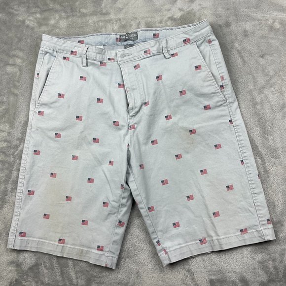 Falls Creek Stretch American Flag Casual Flat Front Shorts Men's Size 36 - Picture 1 of 11